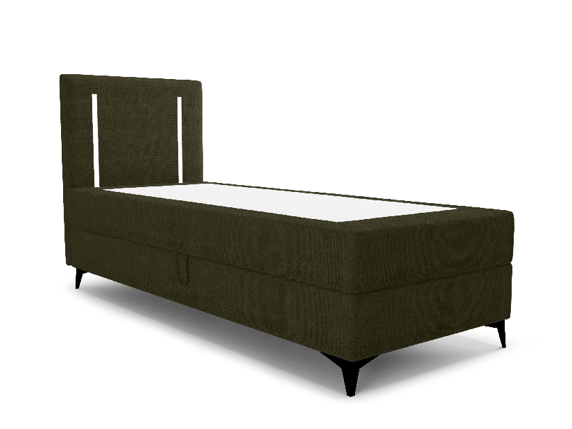 Egyszemélyes ágy 80 cm Ortega Bonell (oliva zöld) (ágyráccsal, tárolóhellyel) (LED világítás)