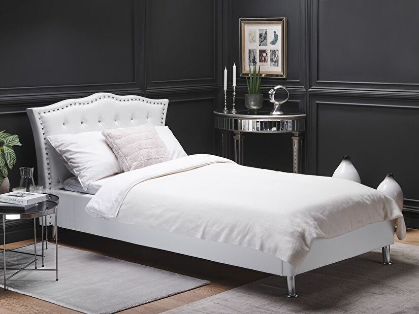 Egyszemélyes ágy 90 cm MATH (ágyráccsal és tárolóhellyel) (fehér)
