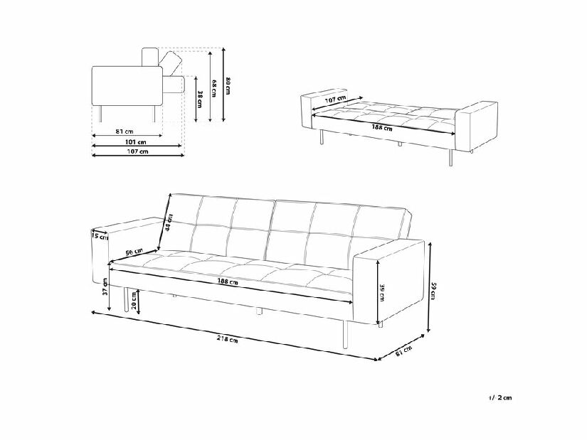 Háromszemélyes kanapé Viby (szürke)