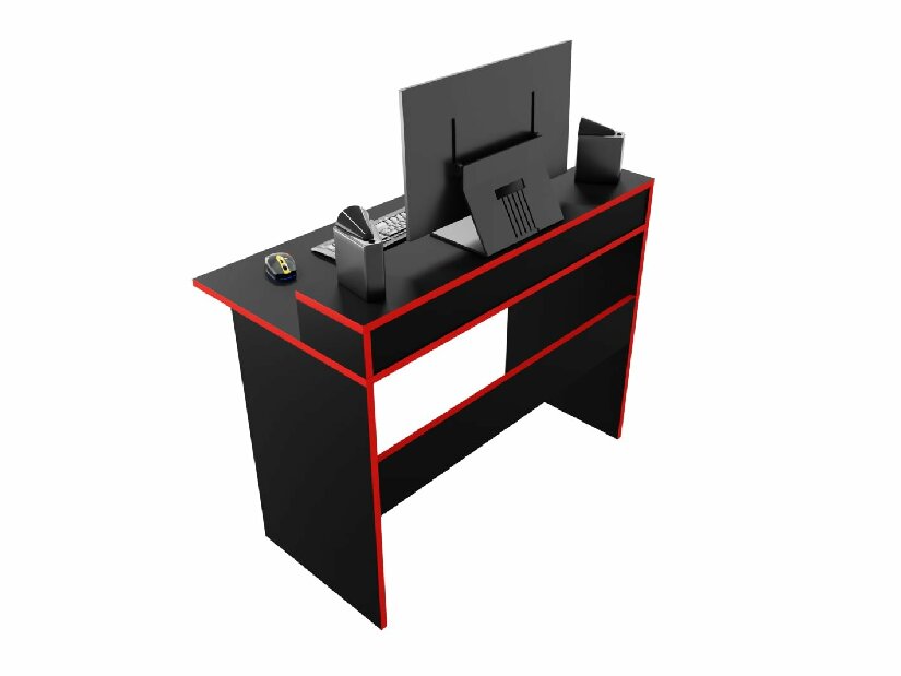 Gamer PC asztal Adapt (fekete + piros) (világítás nélkül)