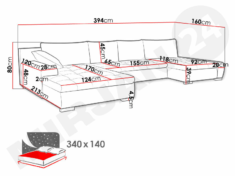 U alakú kanapé Carmine (Uttario Velvet 2971 + Uttario Velvet 2971 + Uttario Velvet 2959)