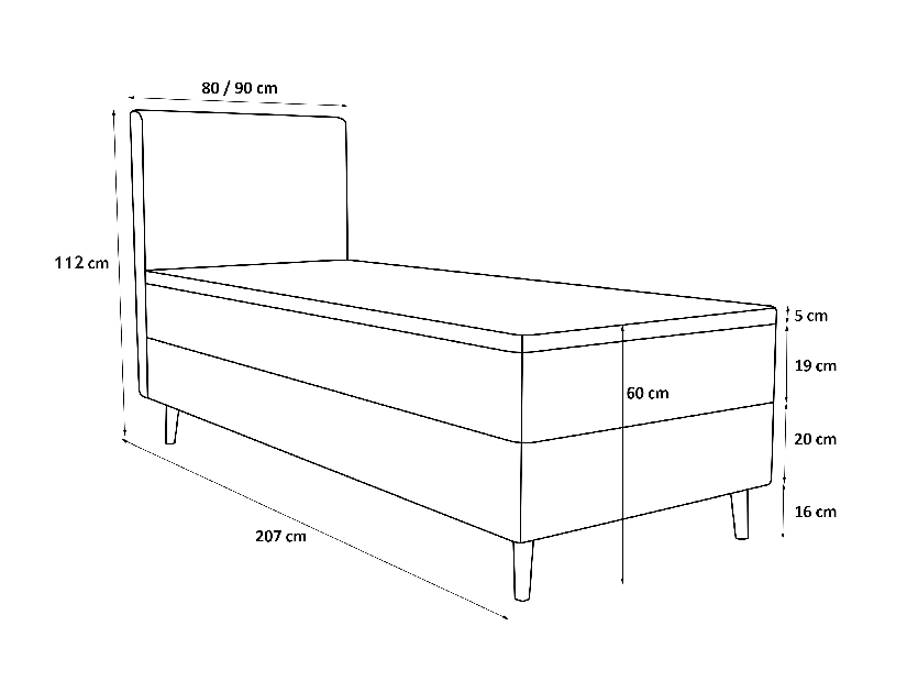 Egyszemélyes ágy 80 cm Napoli Comfort (krém) (ágyráccsal és tárolóhely nélkül)