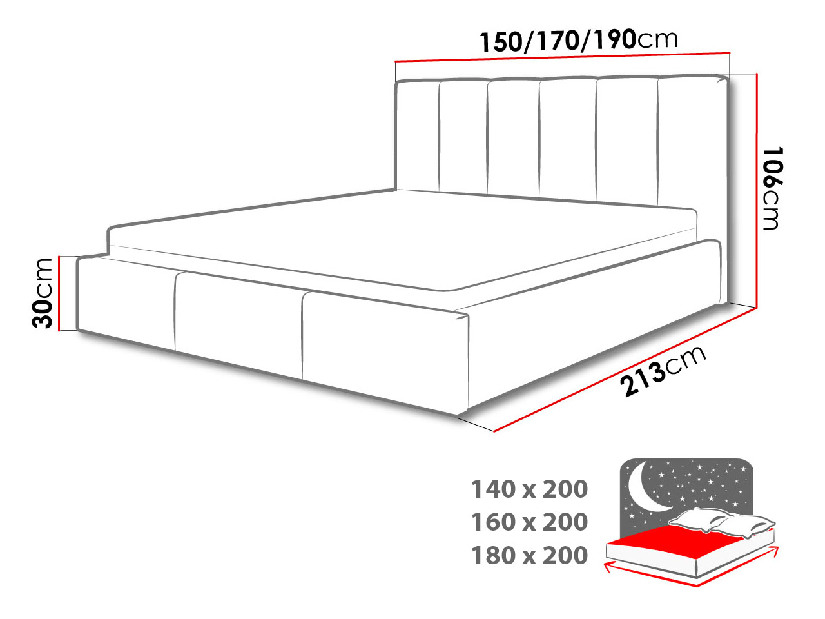 Kárpitozott ágy Tess (160x200) (Lars 90)