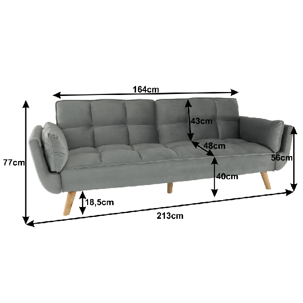 Széthúzhatós kanapé Kaprera (szürke) 