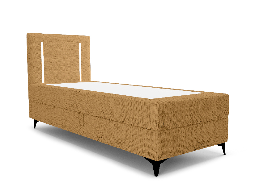 Egyszemélyes ágy 80 cm Ortega Bonell (mustár) (ágyráccsal, tárolóhellyel) (LED világítás)