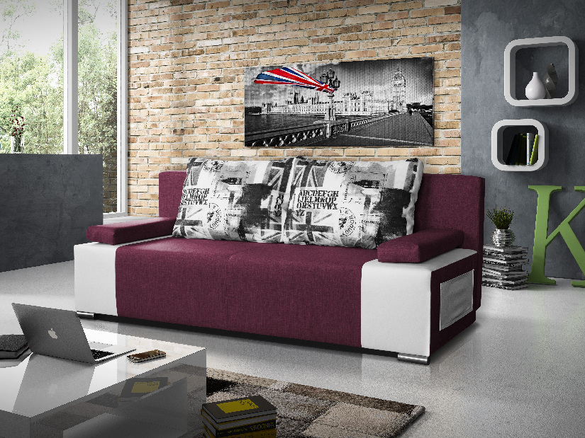 Háromszemélyes kanapé Raggo (lila + fehér)
