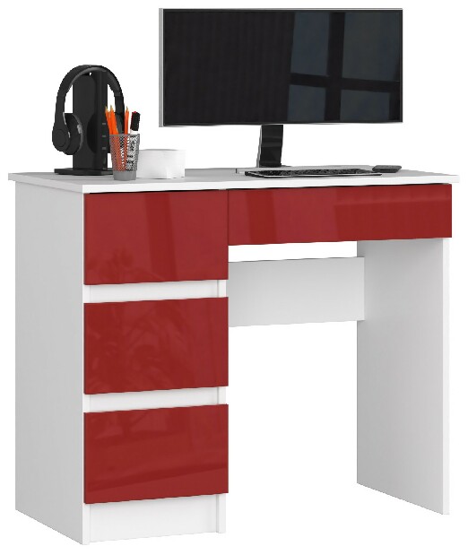 PC asztal Benicio II (fényes piros) (B)