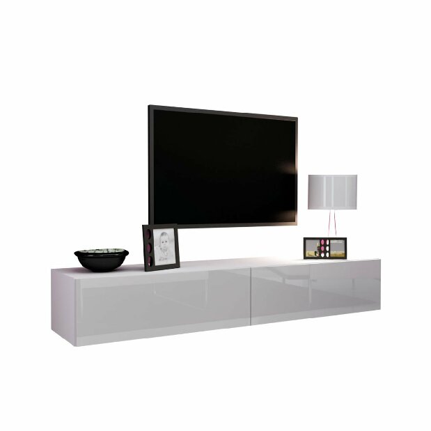 TV asztal/szekrény Mirjan Zylia 180 (fehér + fényes fehér)