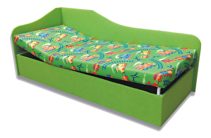 Egyszemélyes ágy (dívány) 80 cm Abigail (Vonat 4 + zöld x101) (B)