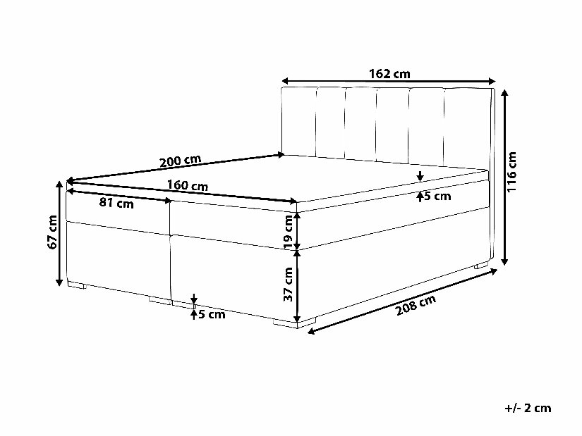 Franciaágy Boxspring 160 cm LORRO (matracokkal) (szürke)