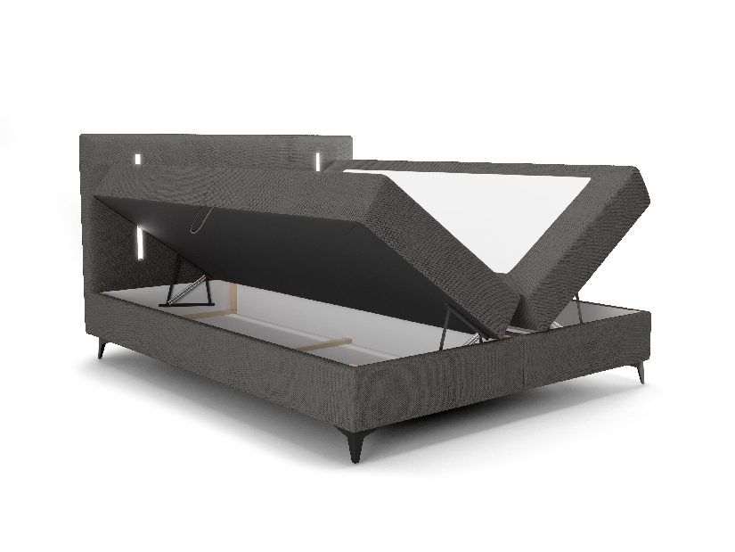 Egyszemélyes ágy 120 cm Ortega Bonell (sötétszürke) (ágyráccsal, tárolóhellyel) (LED világítás)