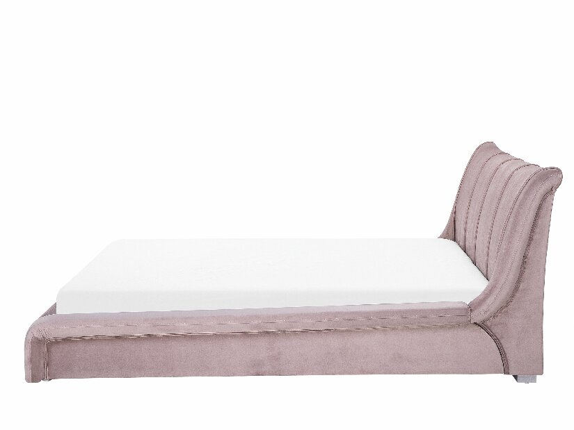 Franciaágy 180 cm NICE (ágyráccsal) (rózsaszín bársony)