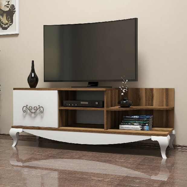 TV asztal/szekrény Soul (dió + fehér)