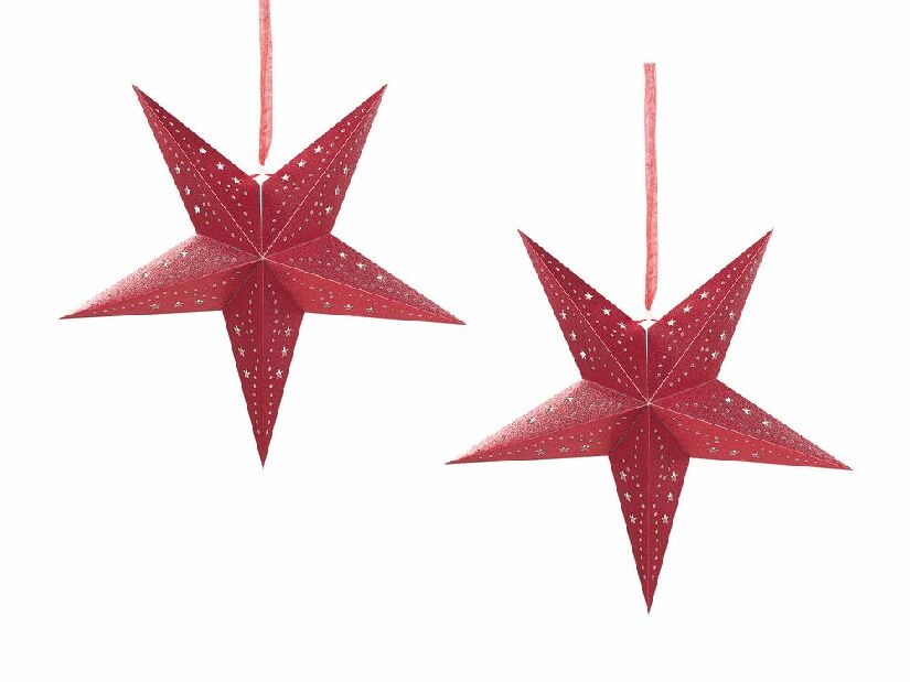 Függő csillag készlet 2 db. 45 cm Monti (piros csillogó)