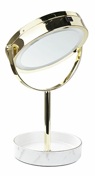 Kozmetikai tükör Shevaun (arany + fehér) (LED világítás)