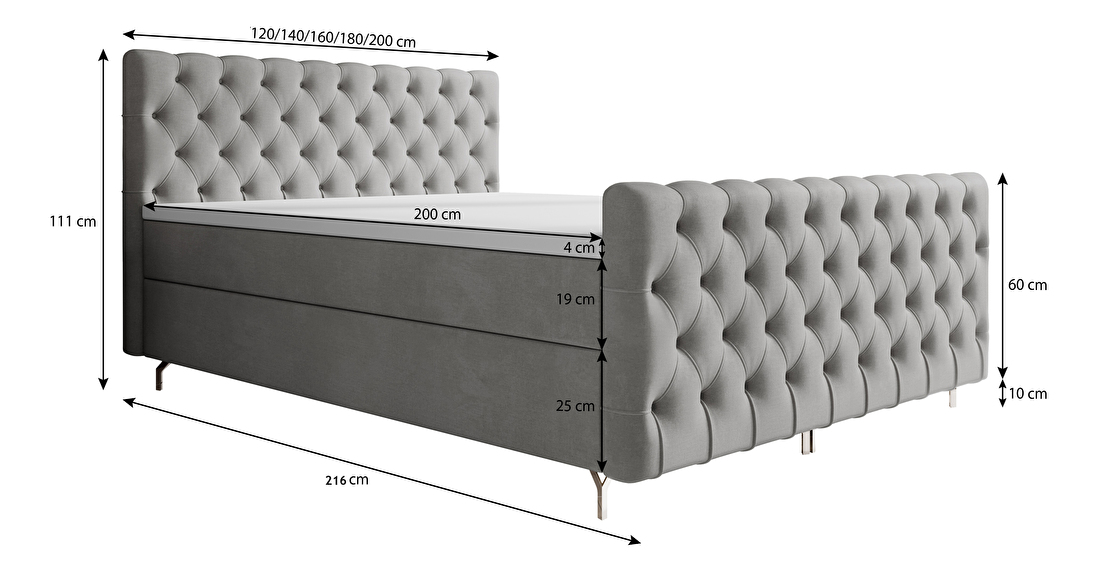 Egyszemélyes ágy 120 cm Clinton Comfort (bordó) (ágyráccsal, tárolóhellyel)