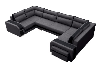 Sarok kanapé Asperata U (sötétszürke + fekete) (J)