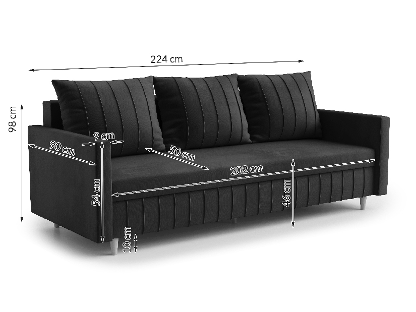 Háromszemélyes kanapé Filomena (sötétszürke)