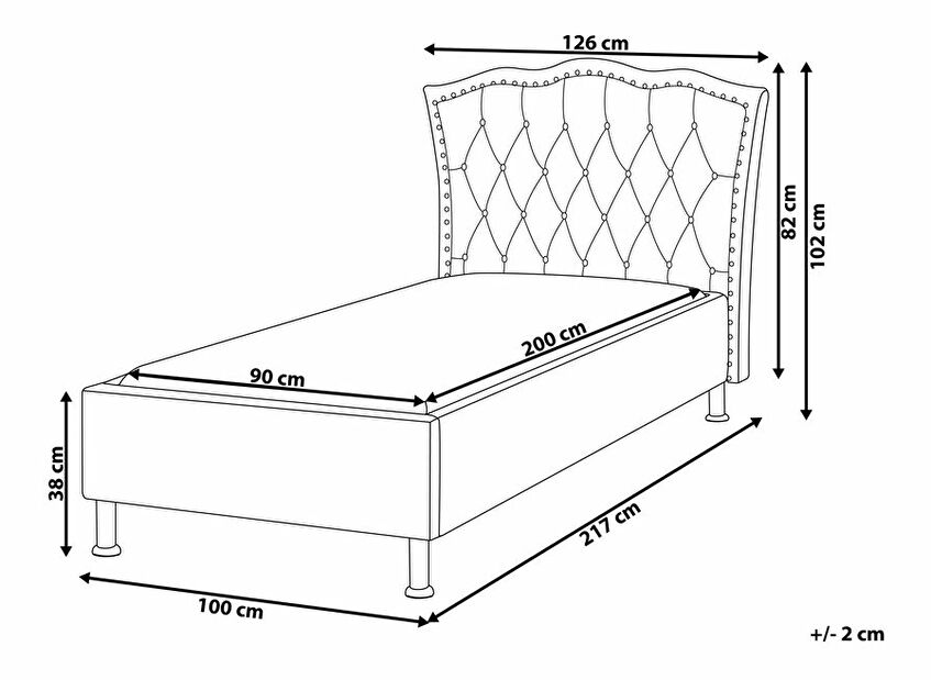 Egyszemélyes ágy 90 cm MATH (ágyráccsal) (szürke)