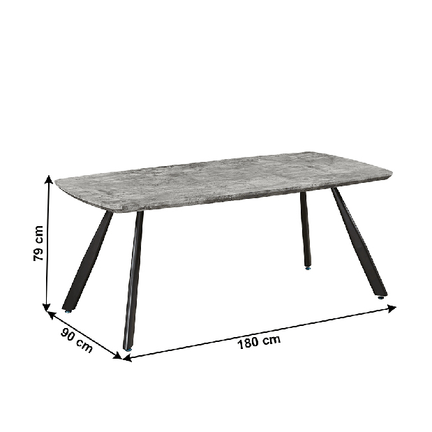 Étkezőasztal Pasco (8 fő részére) (beton + fekete)