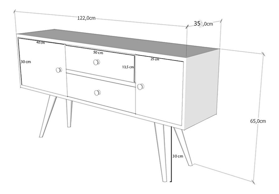 TV asztal/szekrény Odin (fehér + dió)