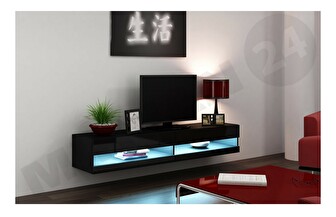 TV szekrény/asztal New 180 Mirjan Ziggy (fekete + fényes fekete)