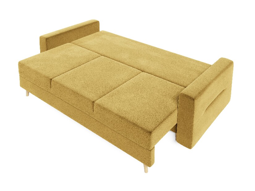 Szétnyitható kanapé Bergenia (sárga + mintás párnák)