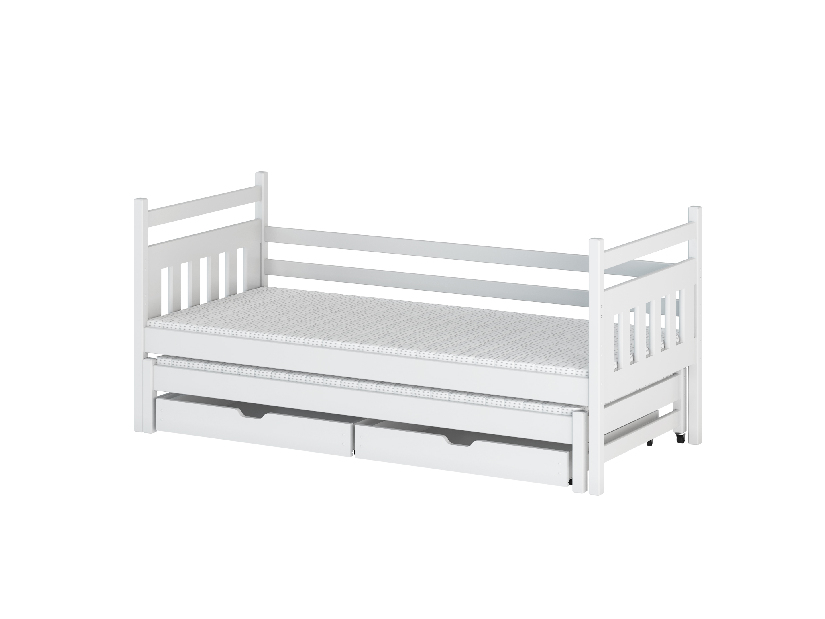 Gyerekágy 80 x 180 cm DANNY (ágyráccsal és tárolóhellyel) (fehér)
