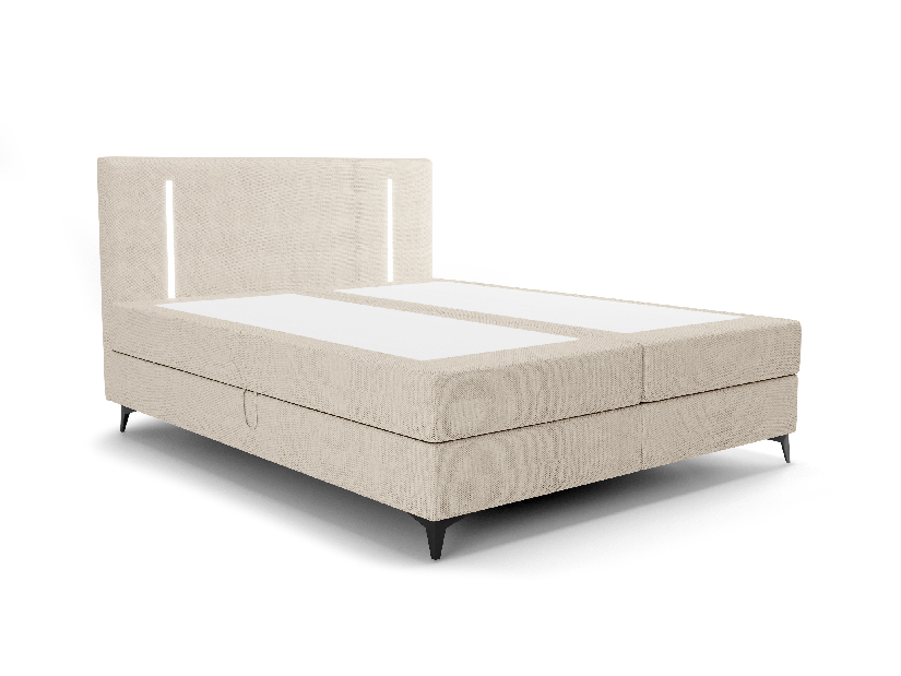 Egyszemélyes ágy 120 cm Ortega Bonell (bézs) (ágyráccsal, tárolóhellyel) (LED világítás)