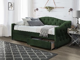 Egyszemélyes ágy 90 cm Amrora 90 (sötétzöld) (ágyráccsal és tárolóhellyel)