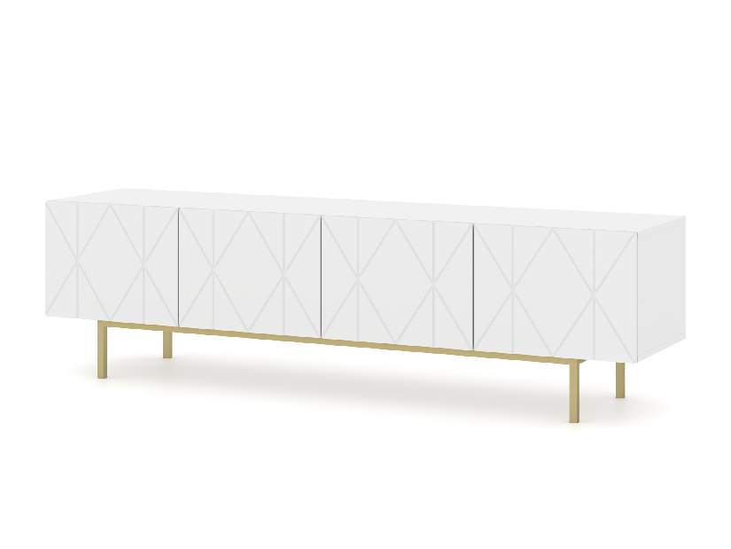 TV asztal/szekrény Koira (matt fehér + arany)