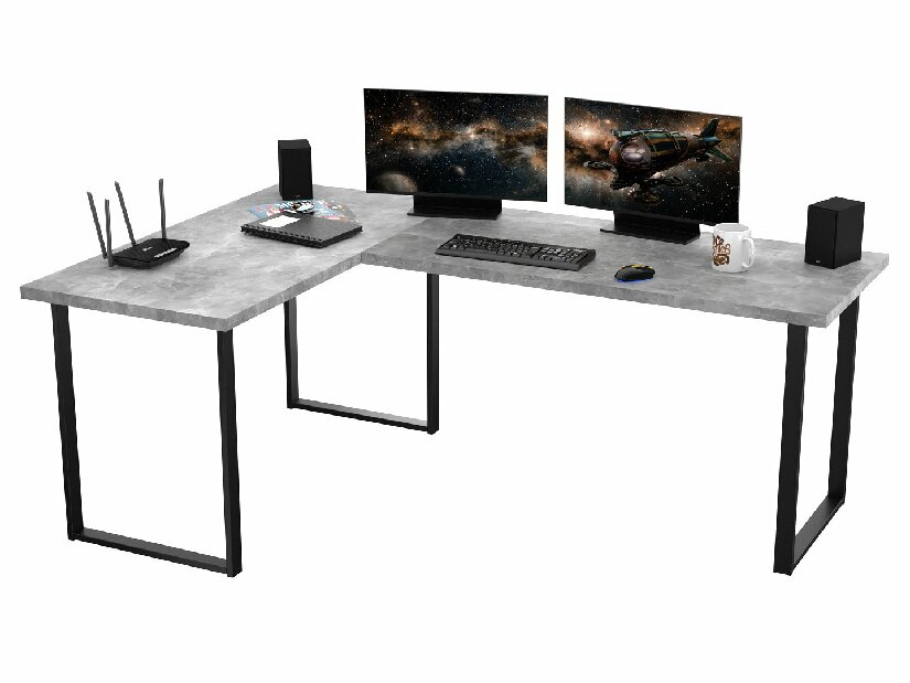 Sarok PC asztal Vintid (szürke beton)