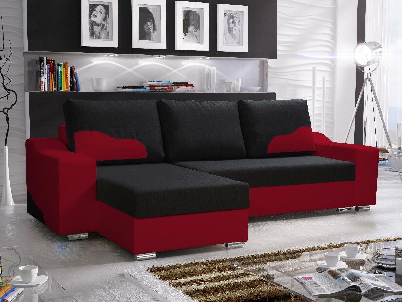 Sarok kanapé Winter (fekete + piros) (B)