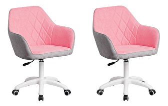 Szett 2db irodai szék készlet Senta (rózsaszín + szürke) *bazár