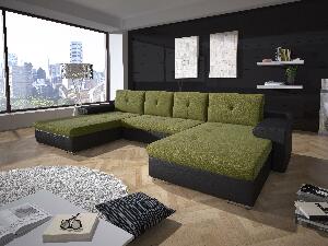 U-alakú sarok kanapé Marlen (zöld + fekete) (J)