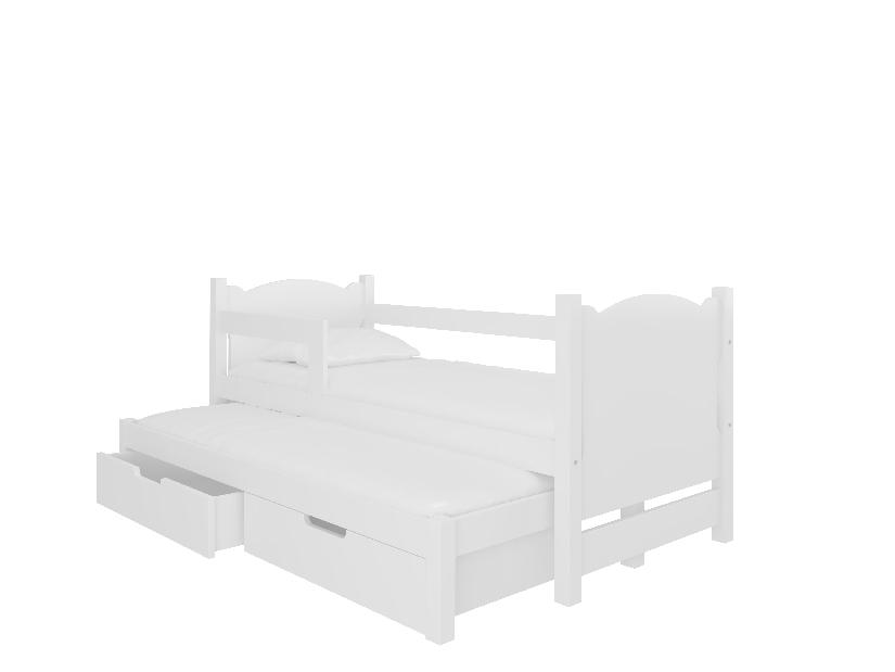 Széthúzható gyerekágy 180x75 cm Chloe (ágyráccsal és matraccal) (fehér)