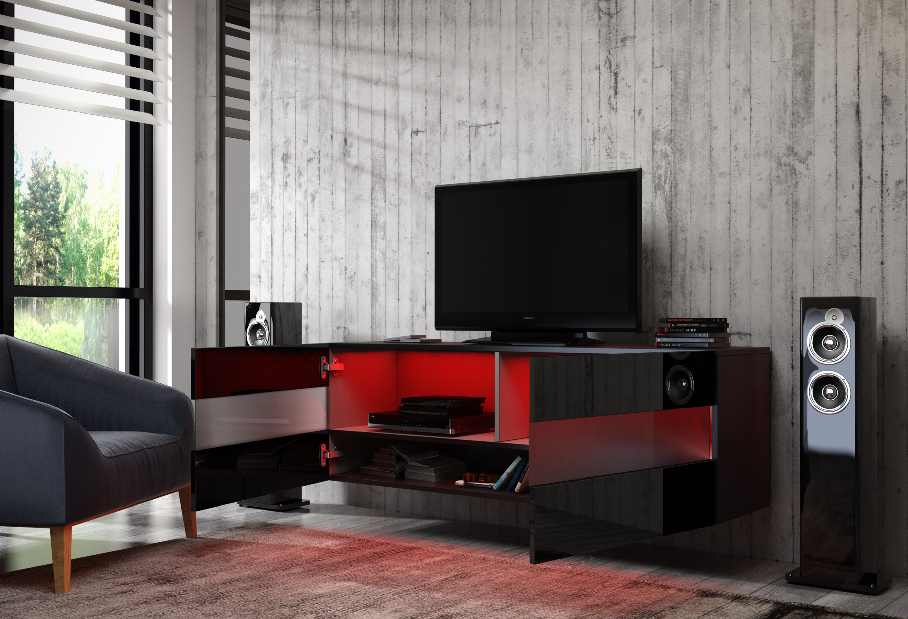 TV asztal Ramona (fényes fekete + fekete matt)