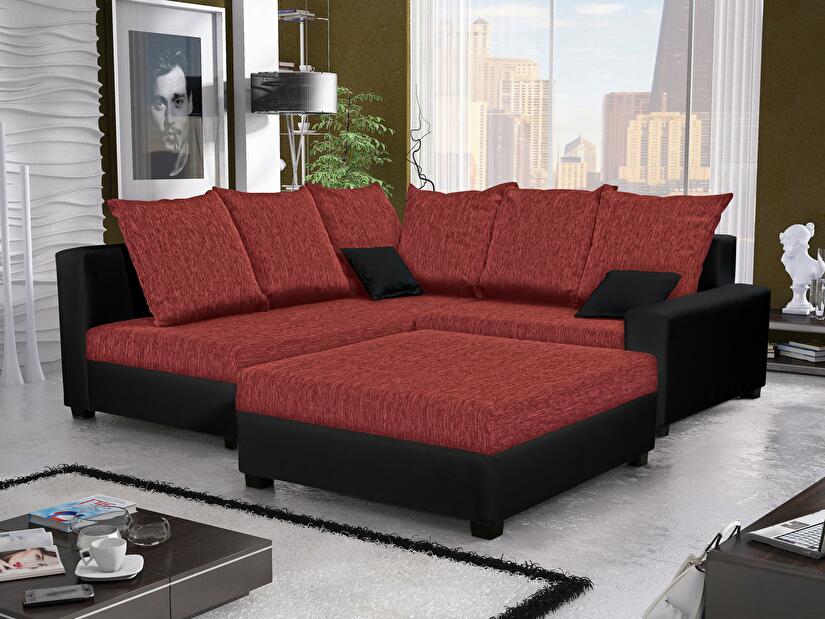 Sarok kanapé Monica (piros + fekete) (taburettel) (B)