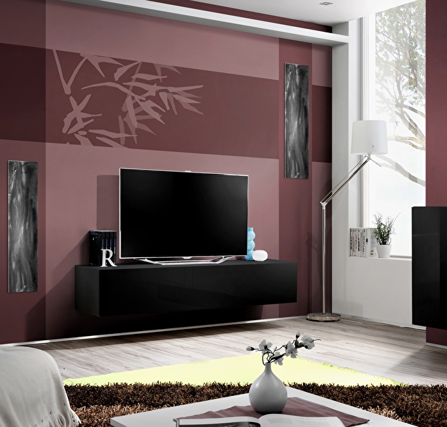TV asztal/szekrény Fritz 23 ZZ FY 30 (fekete + magasfényű fekete) *kiárusítás