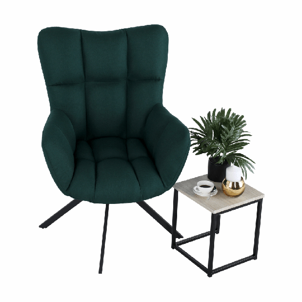 Fotel Kimora (sötétzöld + fekete)