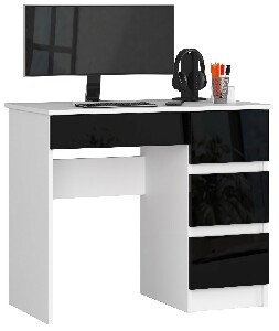 PC asztal Benicio II (fehér + fényes fekete) (J)