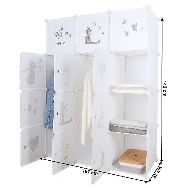 Moduláris szekrény gyerekeknek Atlas (fehér + barna)
