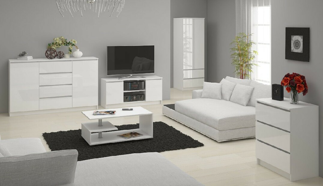 TV asztal Darian (magasfényű fehér)