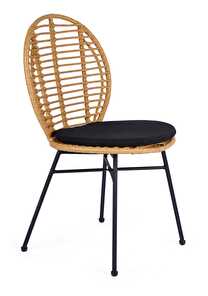 Rattan szék Kathey (természetes + fekete)