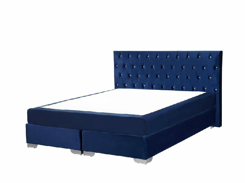 Franciaágy Boxspring 160 cm DUKE (ágyráccsal és matraccal) (kék)