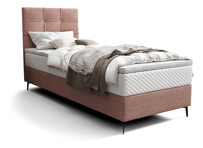 Egyszemélyes ágy 90 cm Infernus Bonell (lazac) (ágyráccsal, tárolóhellyel)