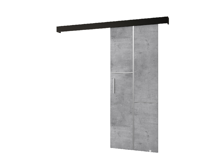 Tolóajtó 90 cm Sharlene VII (beton + matt fekete + ezüst)