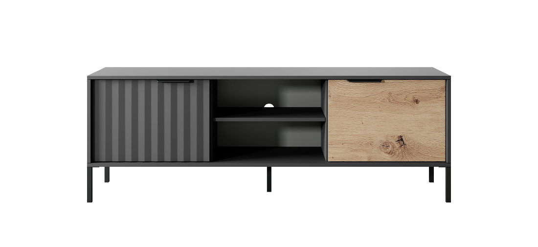 TV asztal/szekrény Rastafa 153 2D (artisan tölgy + fekete)