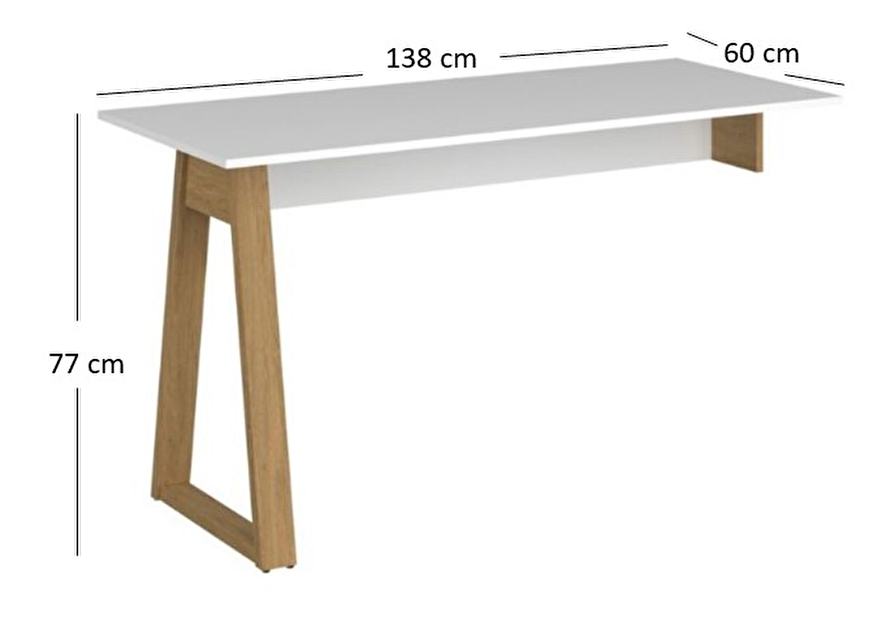 PC asztal Nickole 140 (fehér + kőtölgy)