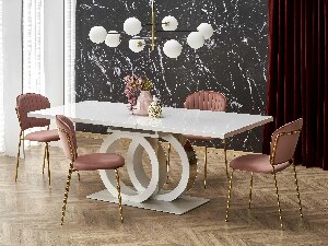 Széthúzható étkezőasztal 160-200 cm Gabriel (fehér + arany) (6 8 fő részére)